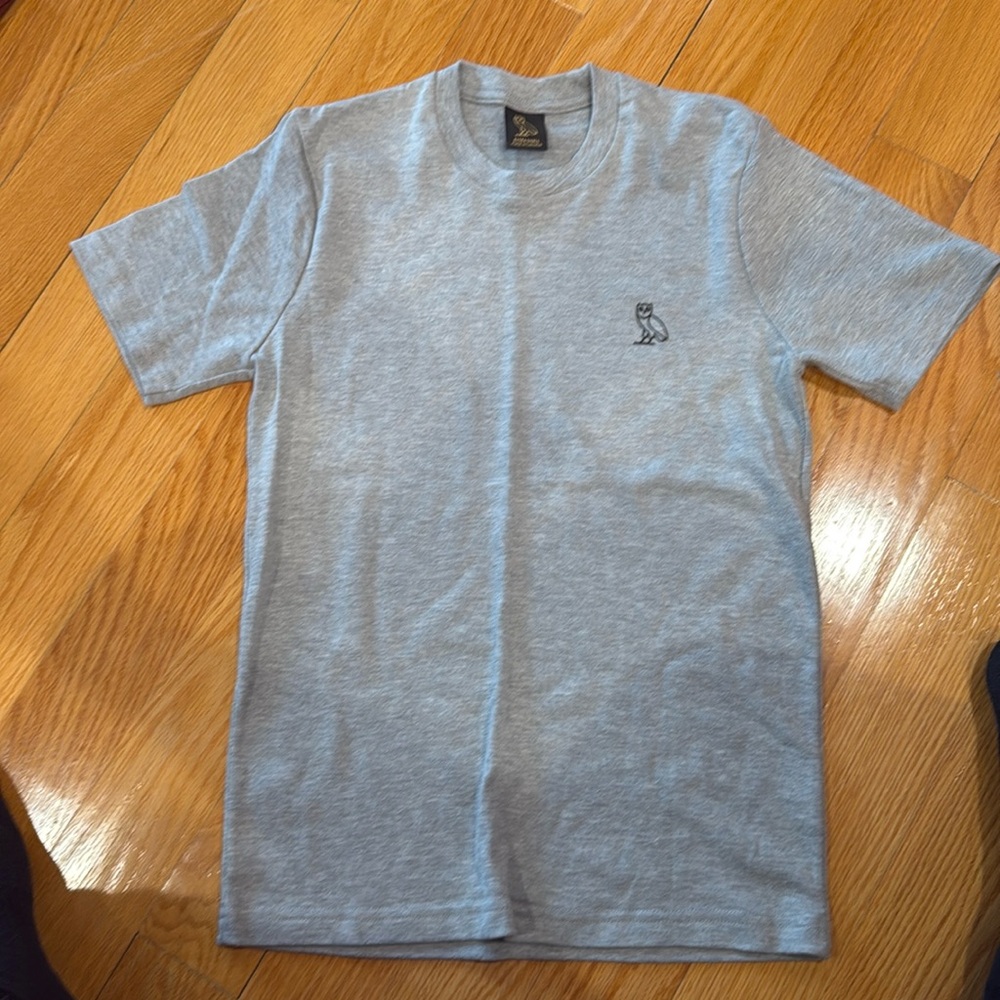 OVO Heather Gray Short Sleeve Tee with Embroidered Owl